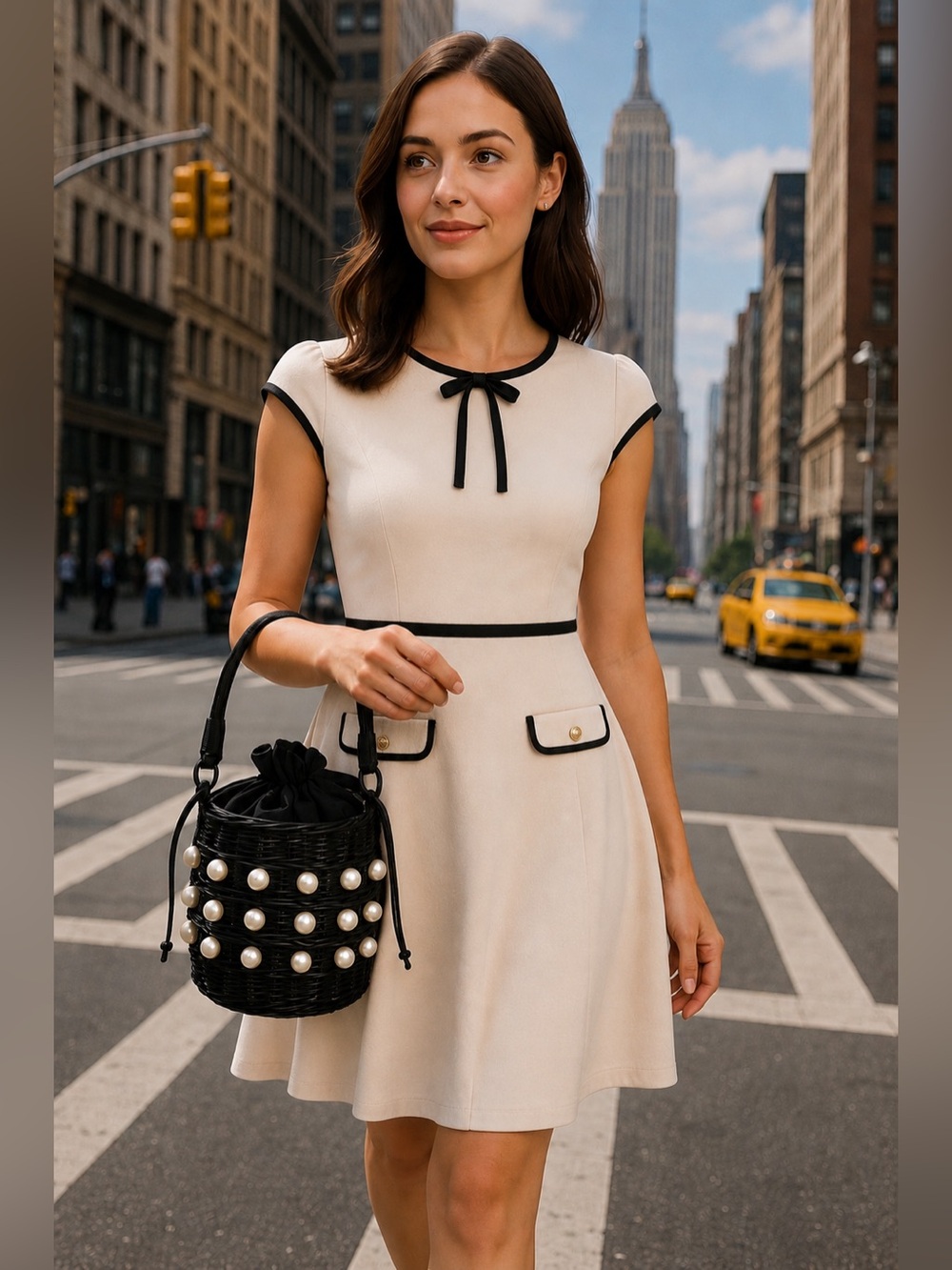 Kate Spade Black Pearl-Embellished Woven Bucket Bag Target